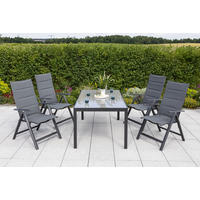 GARTENKLAPPSESSEL Aluminium Graphitfarben  - Graphitfarben, ROMANTIK / LANDHAUS, Textil/Metall (59/109/73cm) - Gardenson
