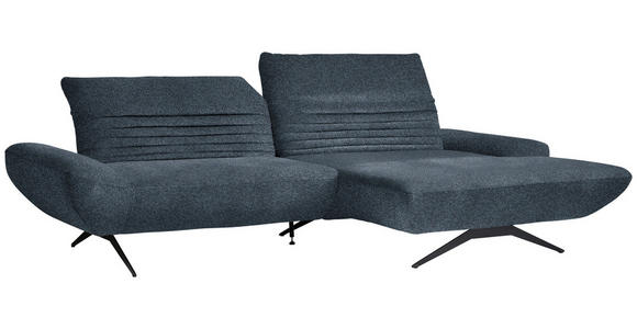 ECKSOFA  in Bouclé Blau  280/170-195 cm  - Blau/Schwarz, Design, Textil/Metall (280/170-195cm) - Dieter Knoll