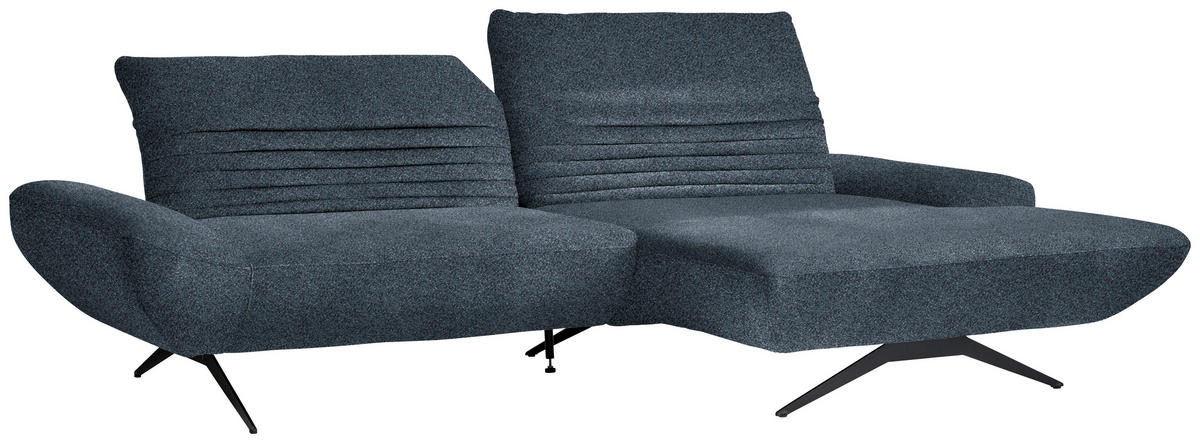 ECKSOFA  in Bouclé Blau  280/170-195 cm  - Blau/Schwarz, Design, Textil/Metall (280/170-195cm) - Dieter Knoll