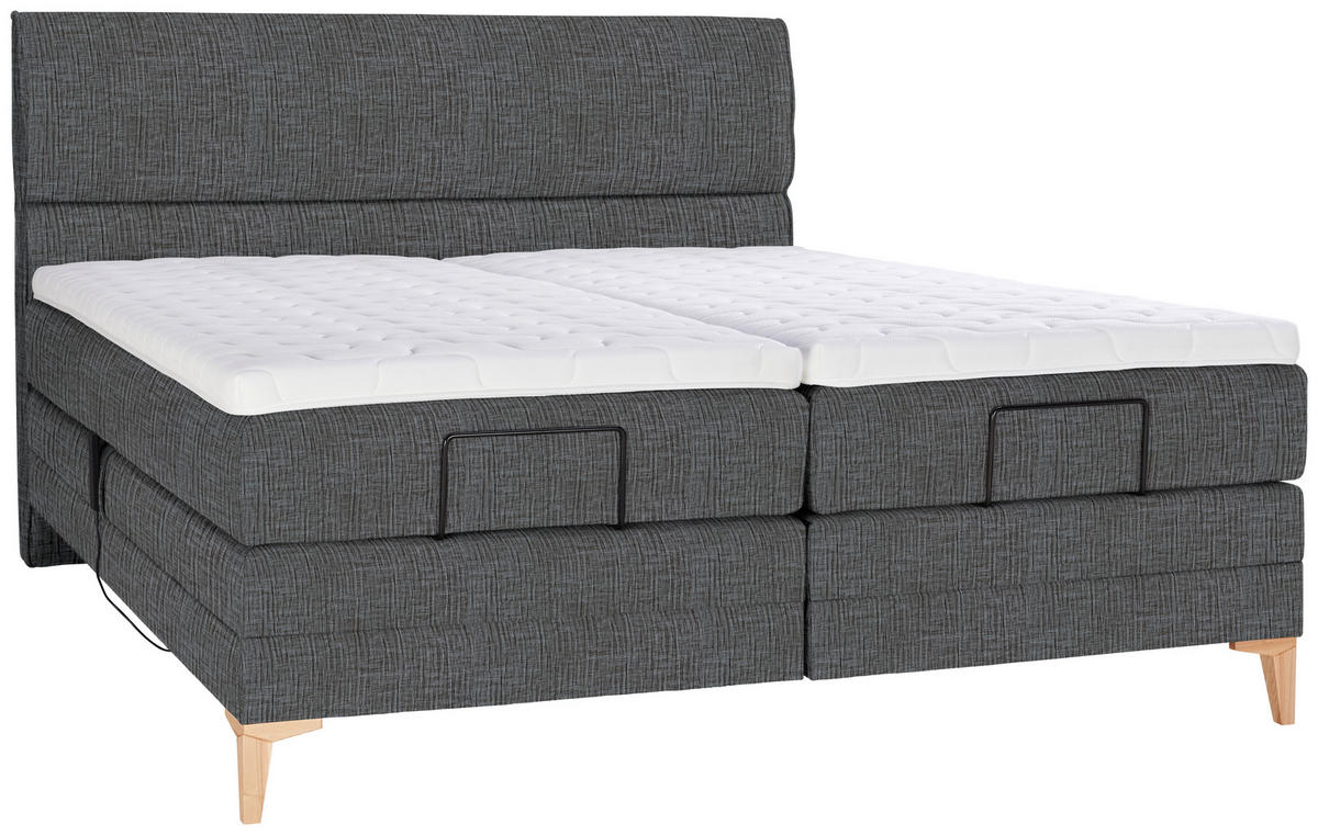 BOXSPRINGBETT 180/200 cm  in Grau  - Eichefarben/Grau, Konventionell, Holz/Textil (180/200cm) - Voleo