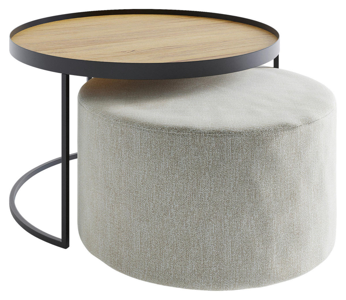 COUCHTISCHSET in Holz 50/50/39 cm  - Eichefarben/Hellgrau, Design, Holz/Textil (50/50/39cm) - Novel