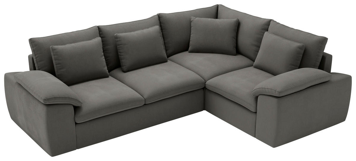 ECKSOFA Chenille Dunkelgrau  - Dunkelgrau/Schwarz, Design, Kunststoff/Textil (289/216cm) - Livetastic