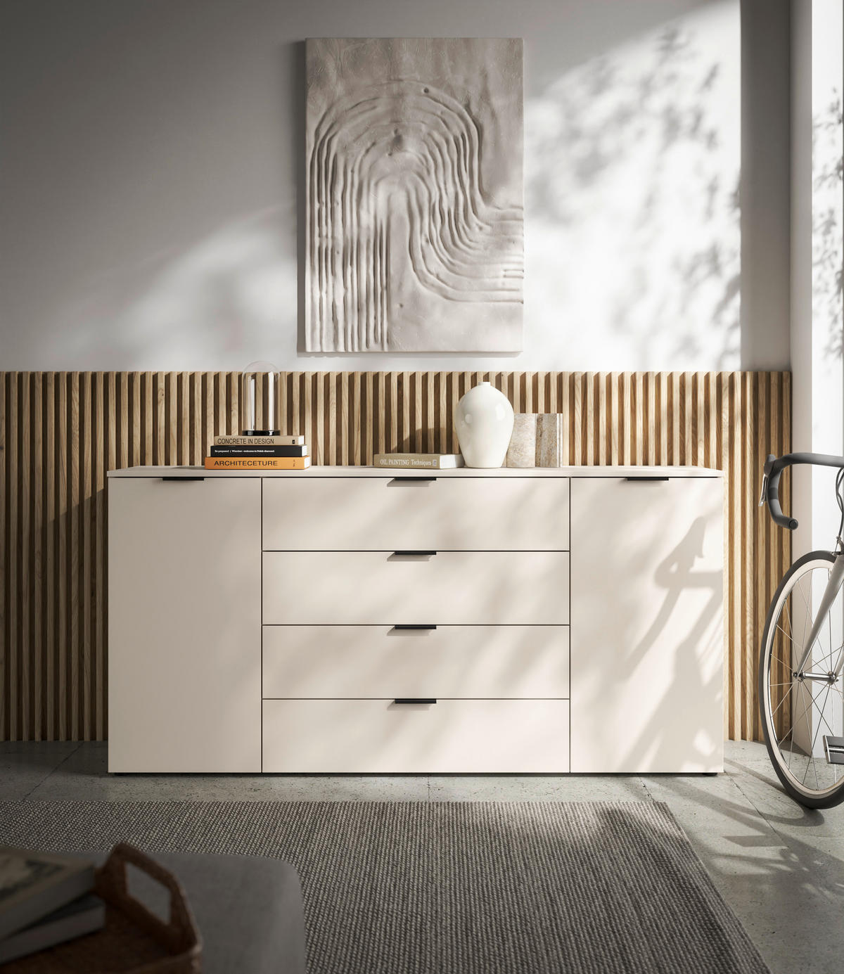 KOMODA S VRATIMA - kašmir/crna, Osnovno, pločasti materijal/plastika (180/90/40cm) - Xora