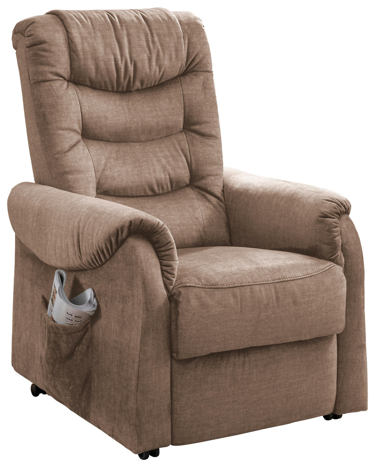FERNSEHSESSEL in Velours Hellbraun  - Hellbraun/Schwarz, Design, Kunststoff/Textil (76/106/94cm) - Livetastic