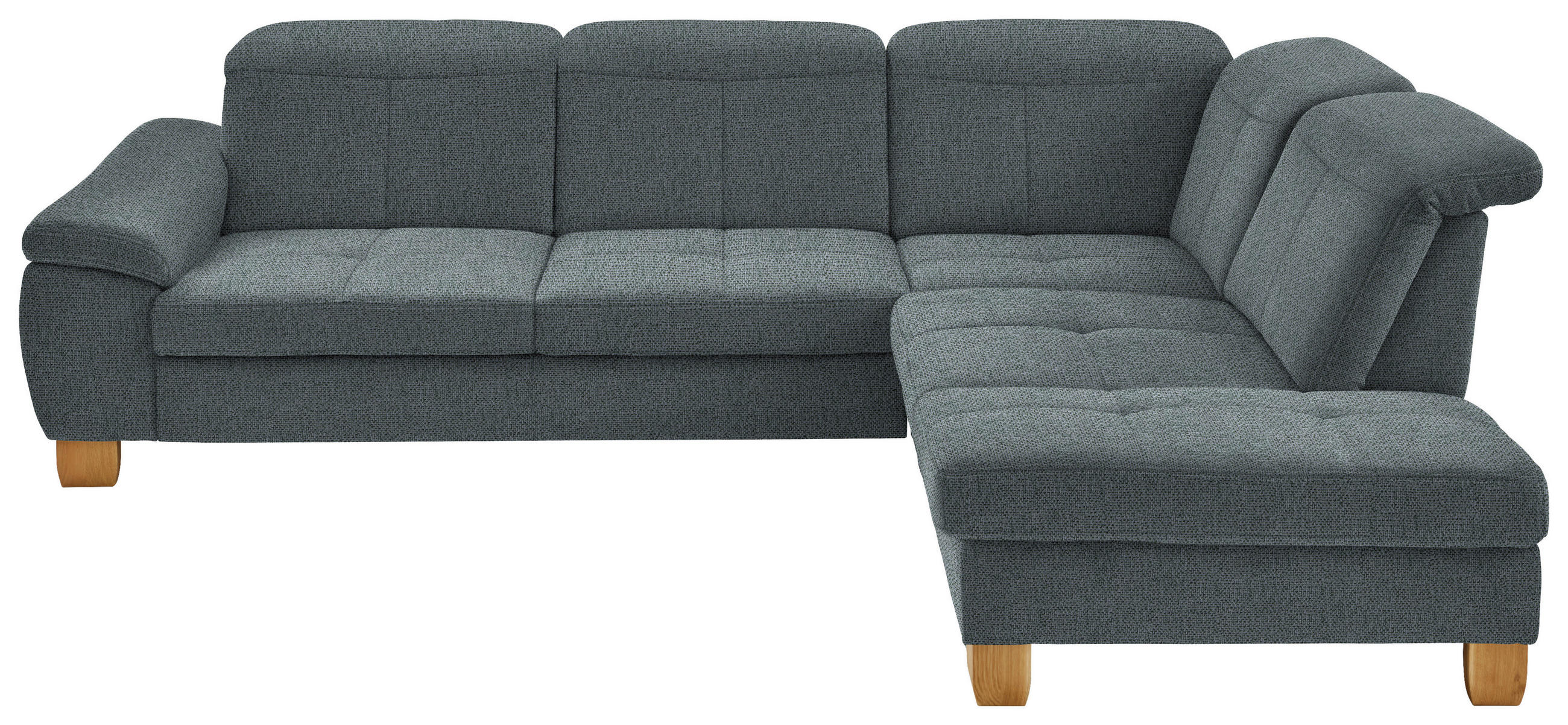 ECKSOFA in Flachgewebe Blaugrau  - Wildeiche/Blaugrau, Natur, Holz/Textil (301/243cm) - Voleo