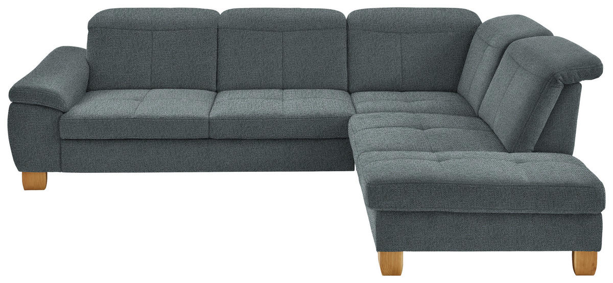 ECKSOFA in Flachgewebe Blaugrau  - Wildeiche/Blaugrau, Natur, Holz/Textil (301/243cm) - Voleo