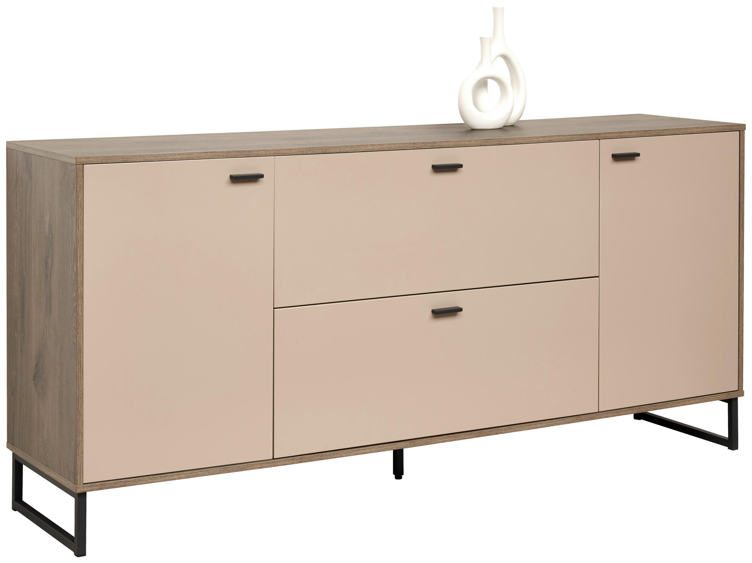 TÁLALÓSZEKRÉNY 184/85/44 cm  - világosszürke/tölgyfa, Modern, faalapú anyag/fém (184/85/44cm) - Carryhome