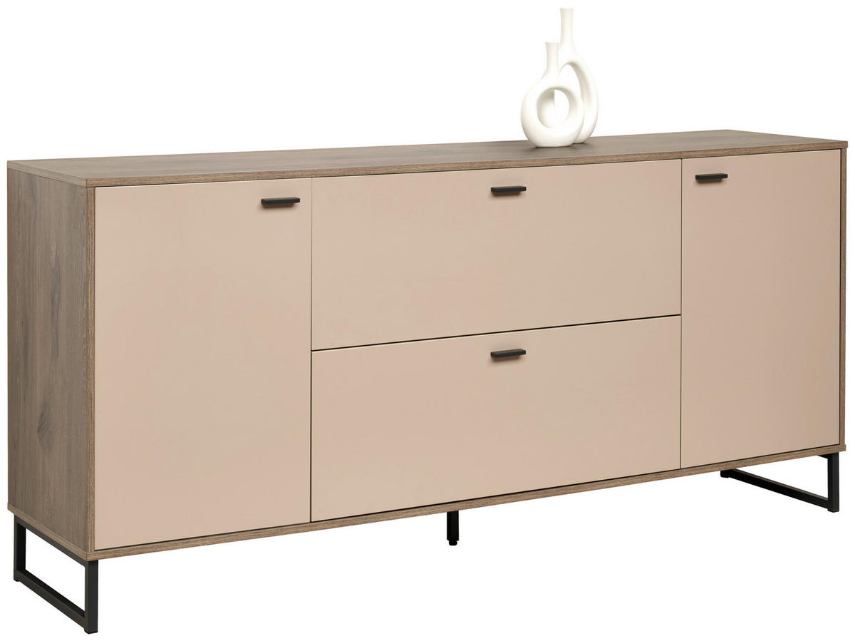 SIDEBOARD  in 184/85/44 cm  - Eichefarben/Anthrazit, MODERN, Holzwerkstoff/Metall (184/85/44cm) - Hom`in