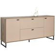 SIDEBOARD Eichefarben, Hellgrau Einlegeböden  - Eichefarben/Anthrazit, MODERN, Holzwerkstoff/Metall (184/85/44cm) - Carryhome