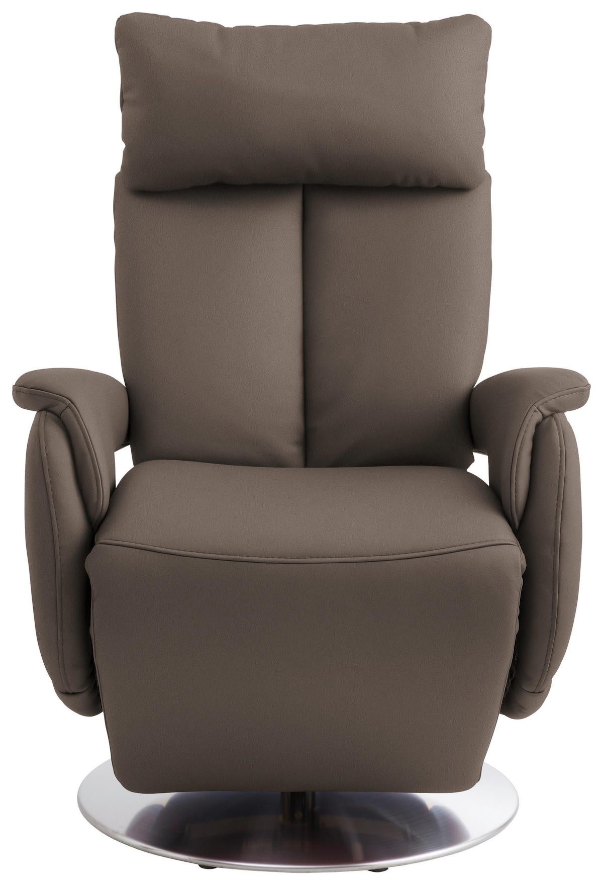 RELAXSESSEL in Leder Graubraun  - Edelstahlfarben/Graubraun, Konventionell, Leder/Metall (78/110/81cm) - Cantus