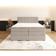 BOXSPRINGBETT 180/200 cm,  in Greige, gepolstertes Kopfteil, Bettkasten, Topper, Matratzen, H2 + H3 = mittel + fest  - Greige/Schwarz, KONVENTIONELL, Kunststoff/Textil (180/200cm) - Esposa