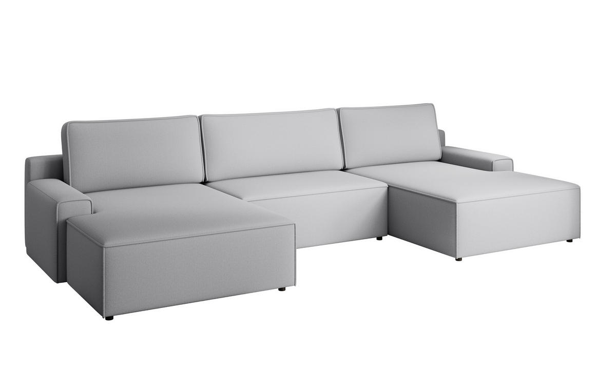 WOHNLANDSCHAFT CHALLENGE Grau Struktur  - Schwarz/Grau, MODERN, Kunststoff/Textil (168/333/168cm) - Trendmanufaktur