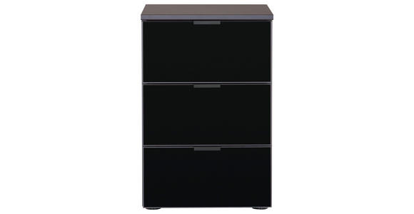 NACHTKÄSTCHEN in Graphitfarben, Schwarz - Schwarz/Graphitfarben, Design, Glas/Holzwerkstoff (40/61/42cm) - Hom`in