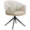 ARMLEHNSTUHL  Sitzfläche 360° drehbar, automatische Rückholfunktion Webstoff Echtleder  - Beige/Schwarz, Design, Leder/Textil (63,5/82.5/63cm) - Novel