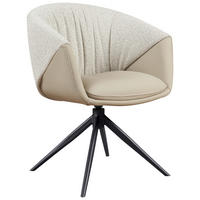 ARMLEHNSTUHL  Sitzfläche 360° drehbar, automatische Rückholfunktion Webstoff Echtleder  - Beige/Schwarz, Design, Leder/Textil (63,5/82.5/63cm) - Novel