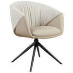 ARMLEHNSTUHL  Sitzfläche 360° drehbar, automatische Rückholfunktion Webstoff Echtleder  - Beige/Schwarz, Design, Leder/Textil (63,5/82.5/63cm) - Novel
