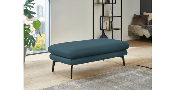 ECKSOFA in Echtleder Blau 310/180 cm - Blau/Schwarz, Design, Leder/Metall (310/180cm) - Dieter Knoll