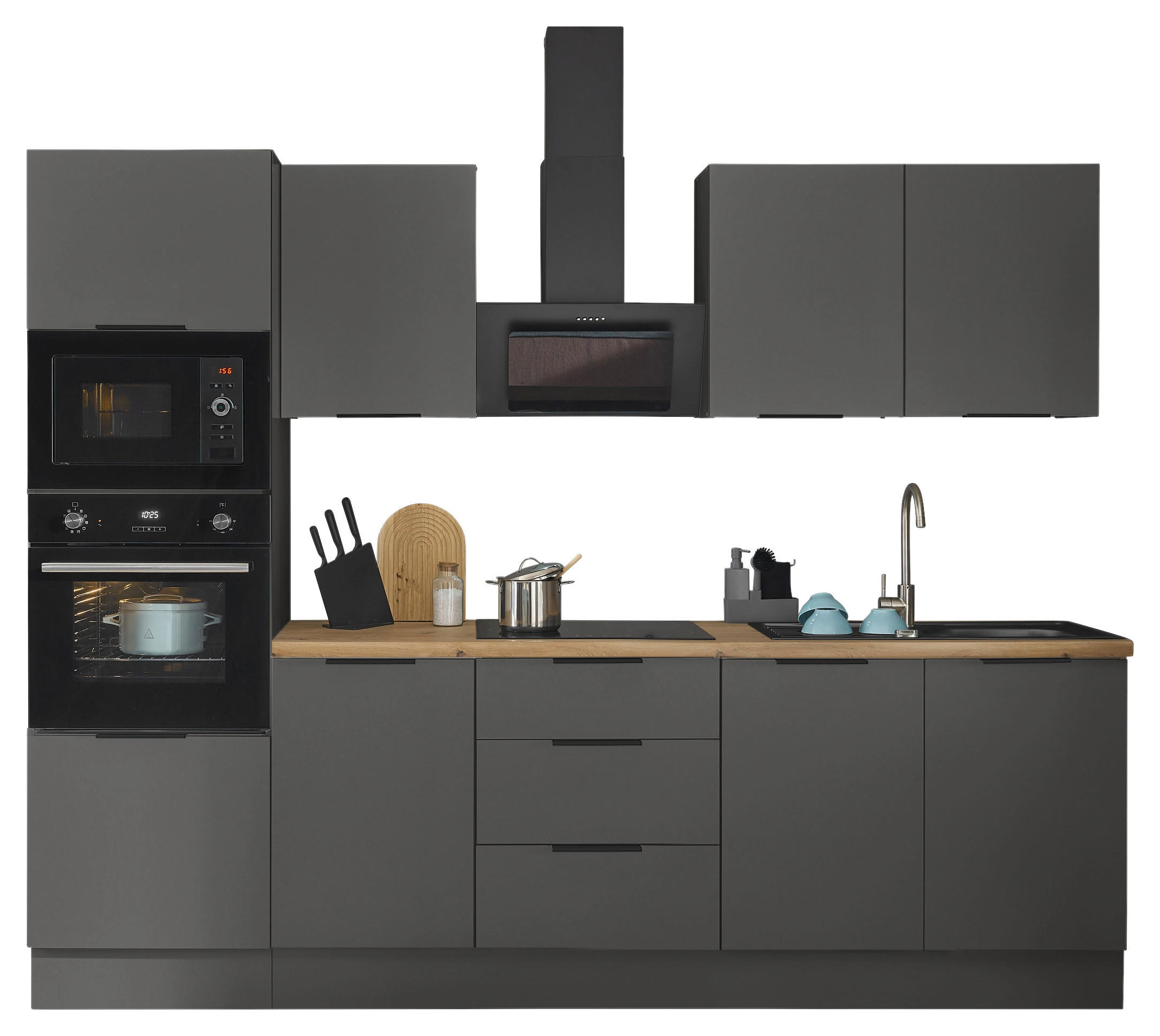 KÜCHENBLOCK   in Graphitfarben  - Schwarz/Graphitfarben, Basics, Holzwerkstoff/Metall (270/211/60cm) - Carryhome