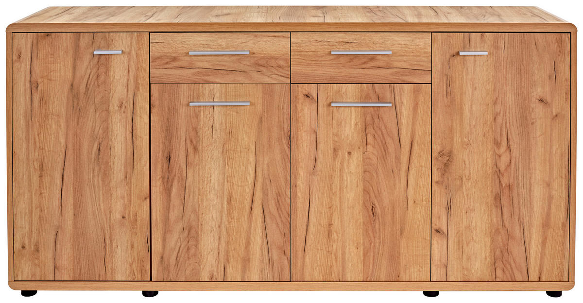 KOMODA, barve hrasta  - črna/barve hrasta, Trendi, umetna masa/leseni material (174,4/87,2/40cm) - Carryhome