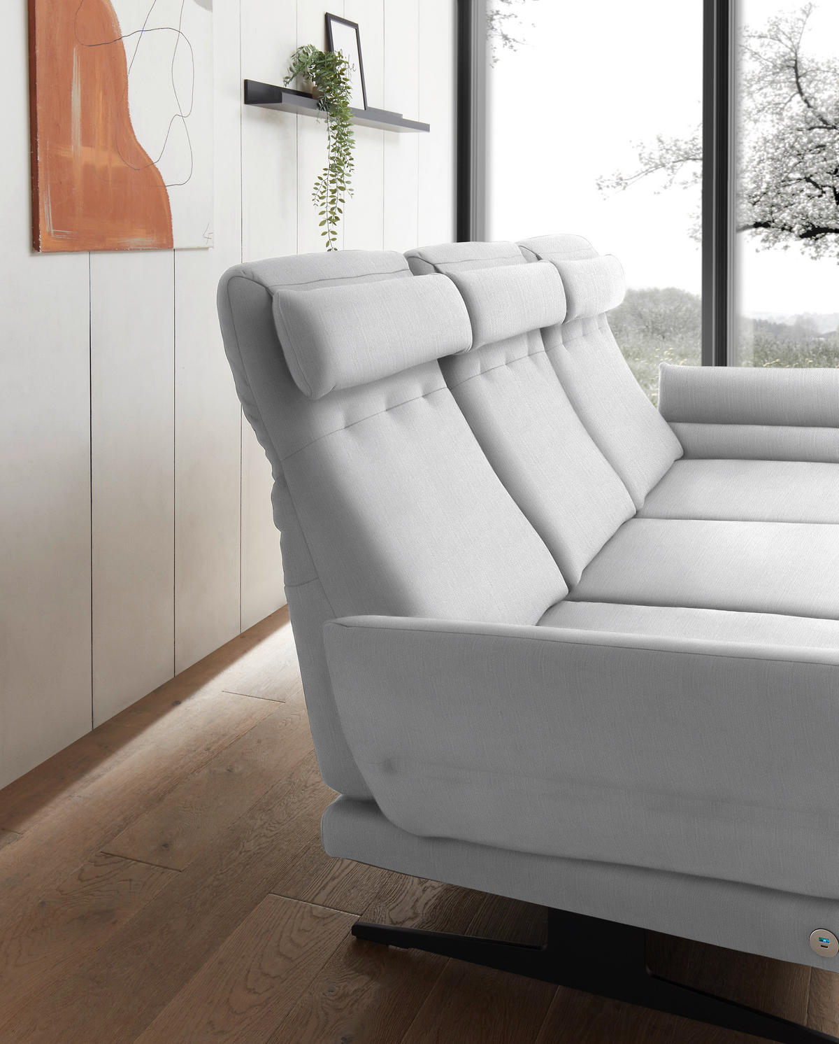 ECKSOFA in Flachgewebe Creme  279-327/176-217 cm  - Creme/Schwarz, Design, Textil/Metall (279-327/176-217cm) - Dieter Knoll