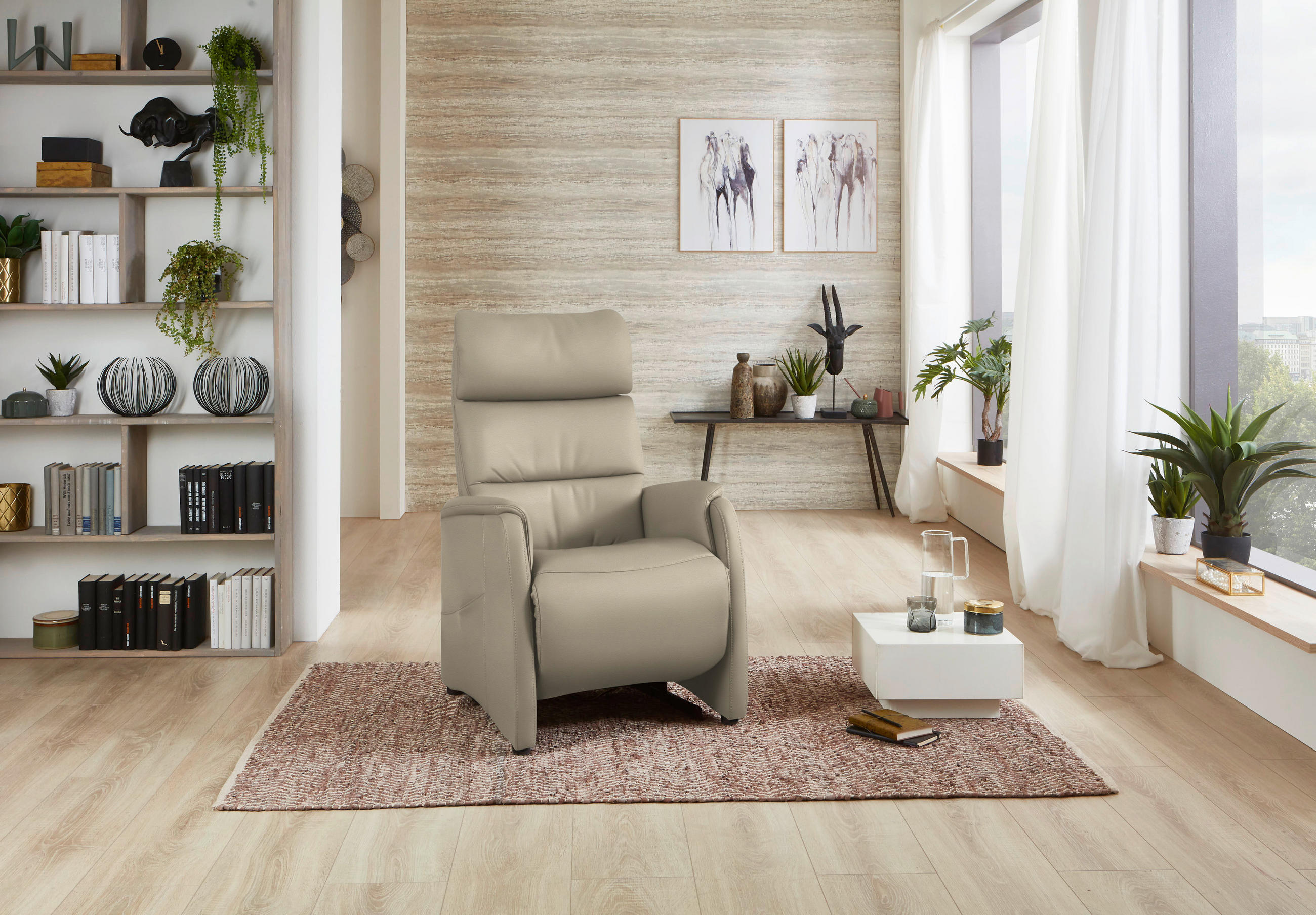 FERNSEHSESSEL in Creme  - Creme/Schwarz, Konventionell, Leder/Kunststoff (69/109/83cm) - Cantus