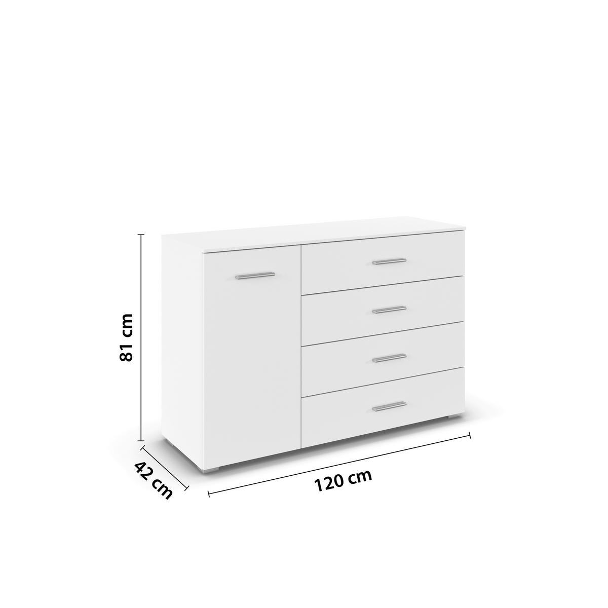SIDEBOARD  120/81/42 cm 4 Schublade(n)  - Alufarben/Weiß, KONVENTIONELL, Holzwerkstoff/Kunststoff (120/81/42cm) - home24