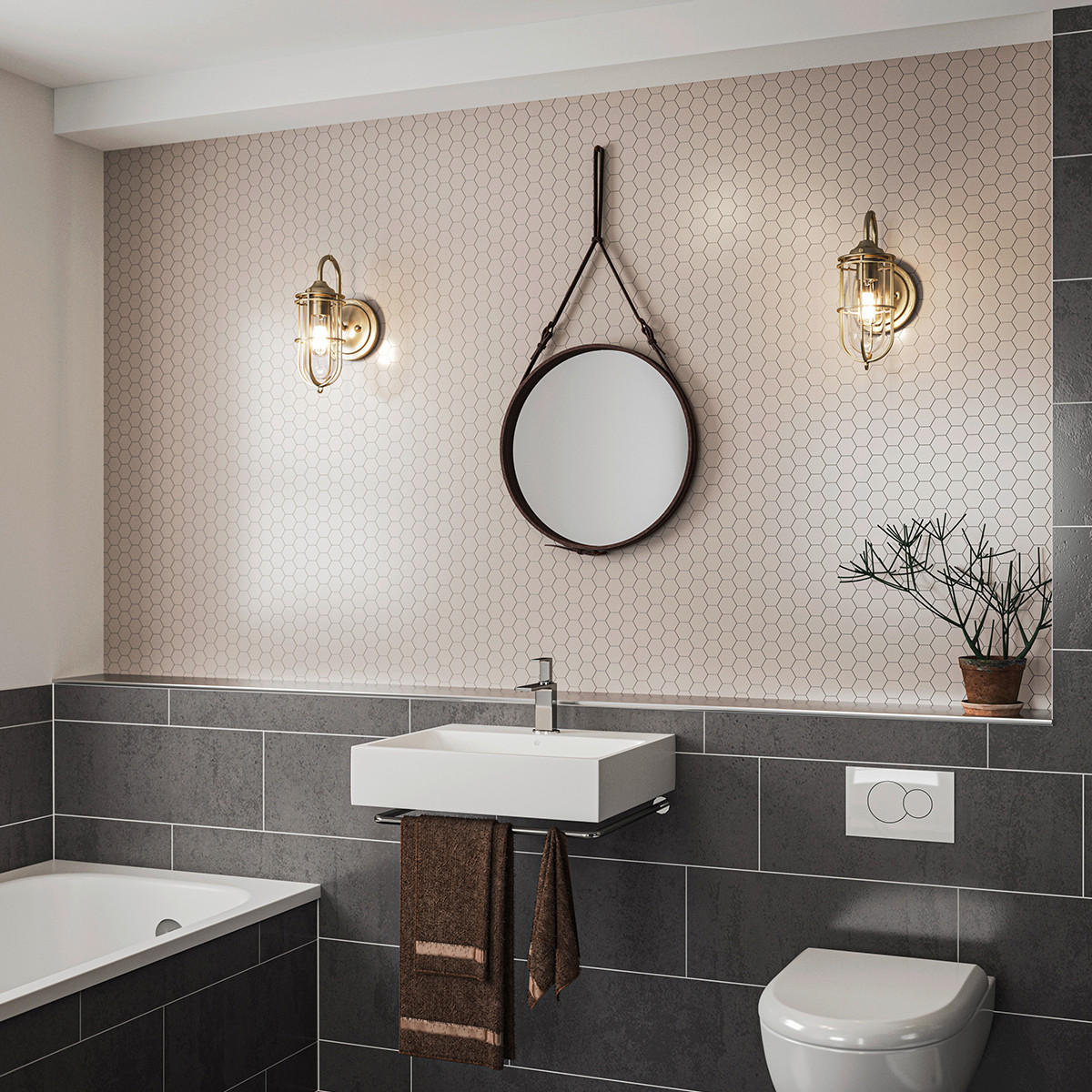WANDLEUCHTE - Messingfarben, Konventionell, Glas/Metall (14/19,7/31,1cm) - Elstead Lighting