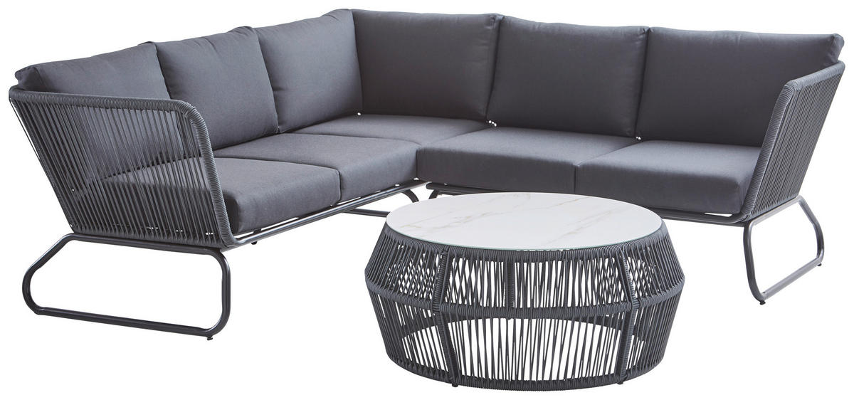 LOUNGE GARNITÚRA  211/217 cm   - fekete/antracit, Design, Üveg/textil (211/217cm) - Amatio