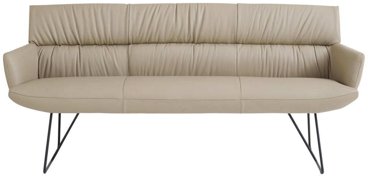 SITZBANK 200/89/66 cm Echtleder Schwarz, Cappuccino  - Schwarz/Cappuccino, Design, Leder/Metall (200/89/66cm) - Dieter Knoll
