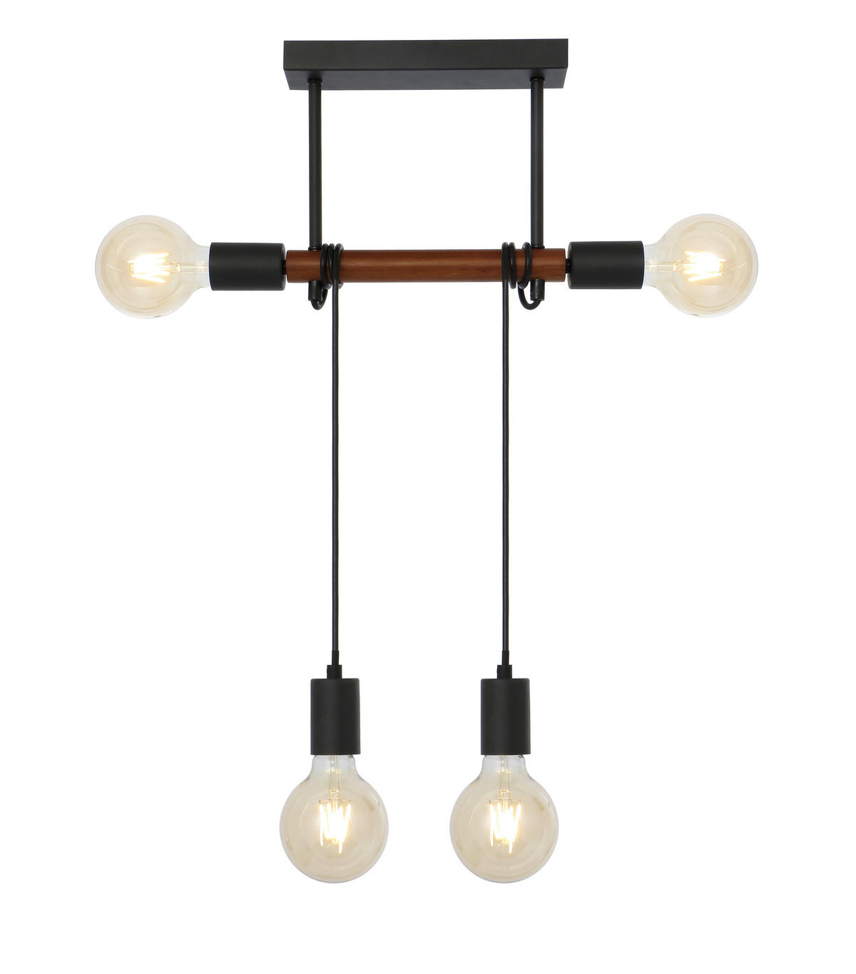 HÄNGELEUCHTE 39/6/100 cm   - Schwarz/Braun, Basics, Holz/Metall (39/6/100cm) - Globo