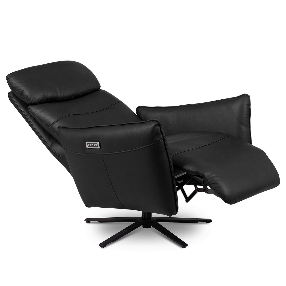 RELAXSESSEL in Leder Schwarz  - Schwarz, Design, Leder/Metall (77/107/88cm) - Livetastic