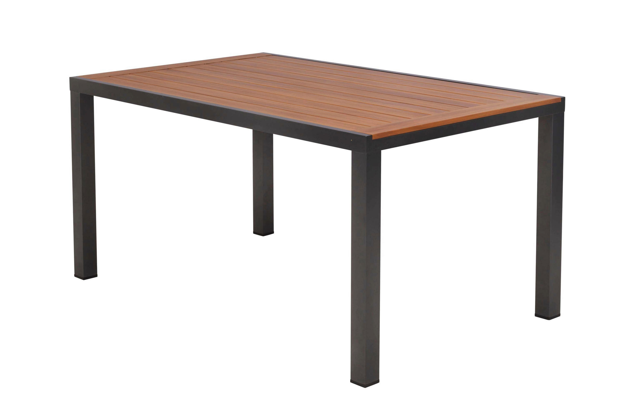 GARTENTISCH Metall Graphitfarben, Naturfarben rechteckig  - Graphitfarben/Naturfarben, KONVENTIONELL, Metall (150/90/75cm) - Gardenson