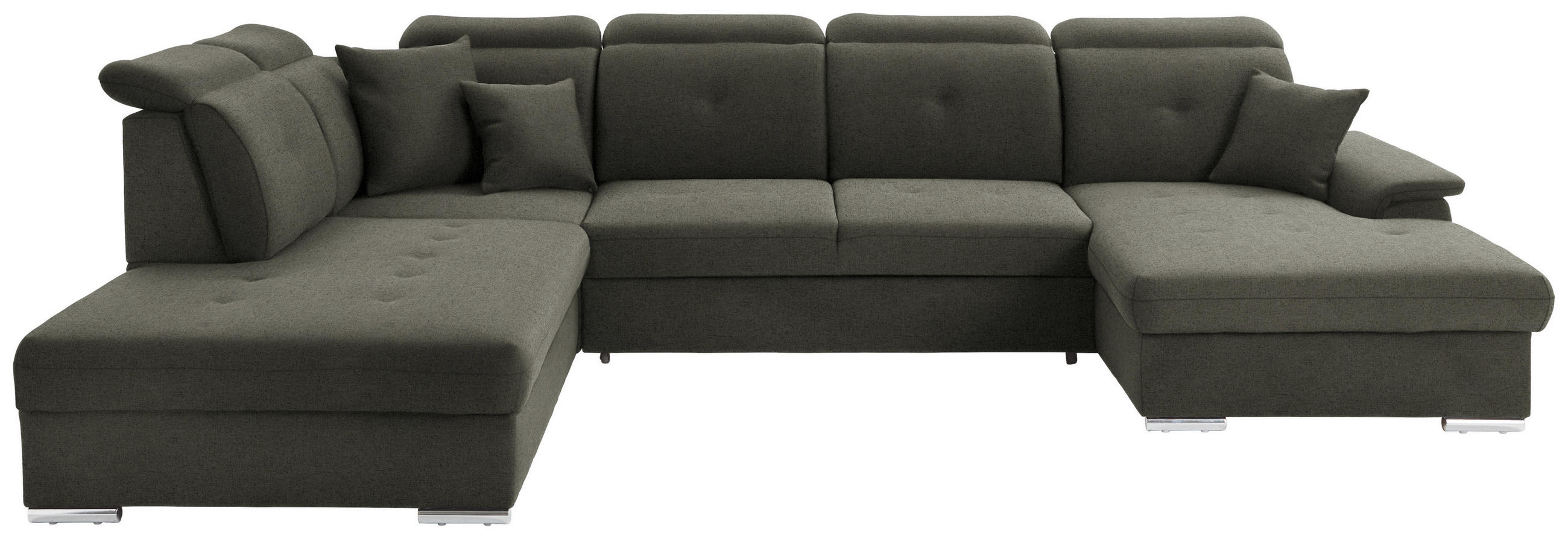 WOHNLANDSCHAFT  in Flachgewebe Braun  - Silberfarben/Braun, Design, Kunststoff/Textil (263/365/187cm) - Cantus