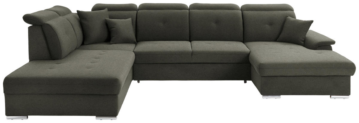 WOHNLANDSCHAFT in Flachgewebe Braun  - Silberfarben/Braun, Design, Kunststoff/Textil (263/365/187cm) - Cantus