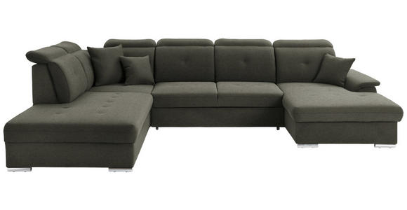 WOHNLANDSCHAFT  in Flachgewebe Braun  - Silberfarben/Braun, Design, Kunststoff/Textil (263/365/187cm) - Cantus