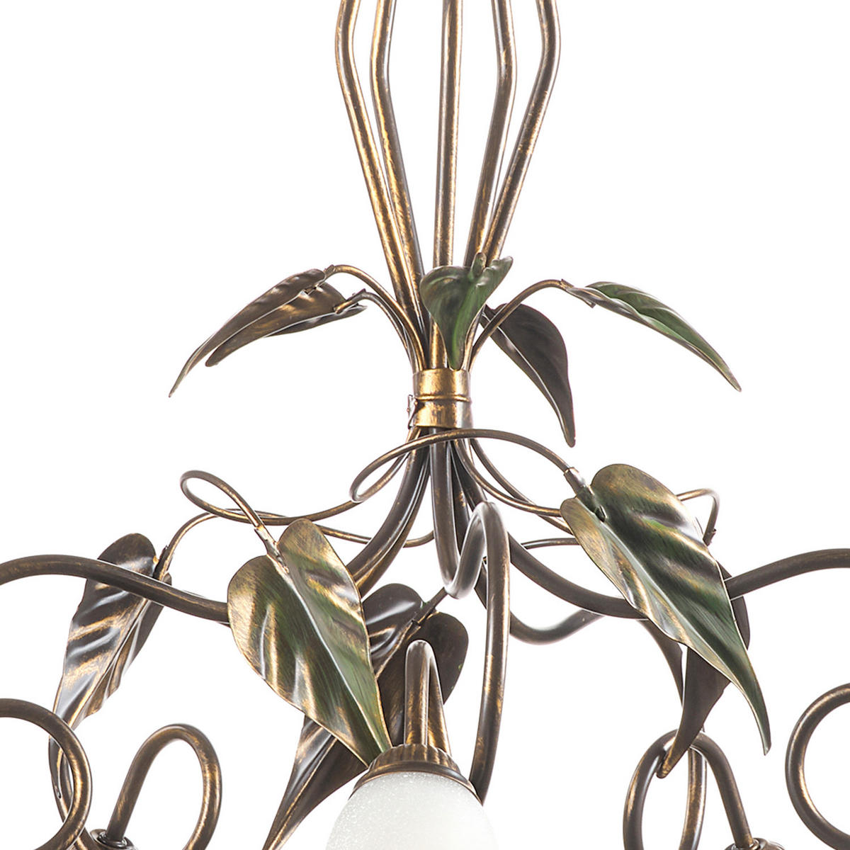 KRONLEUCHTER 90/130 cm  - Bronzefarben/Olivgrün, KONVENTIONELL, Glas/Metall (90/130cm)