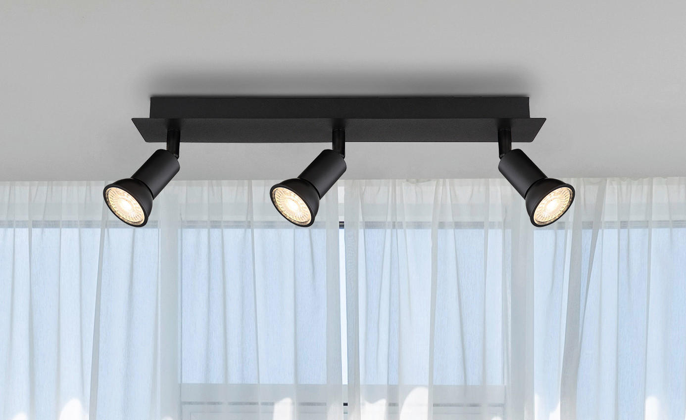 BODOVÉ SVÍTIDLO, 35 W/GU10, 40/6/9 cm - černá, Design, kov (40/6/9cm) - Globo