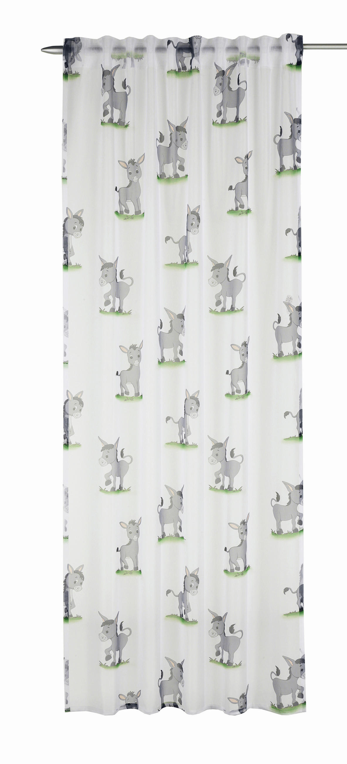 DETSKÝ ZÁVES, priehľadné, 135/255 cm - sivá/zelená, Basics, textil (135/255cm) - Ben'n'jen