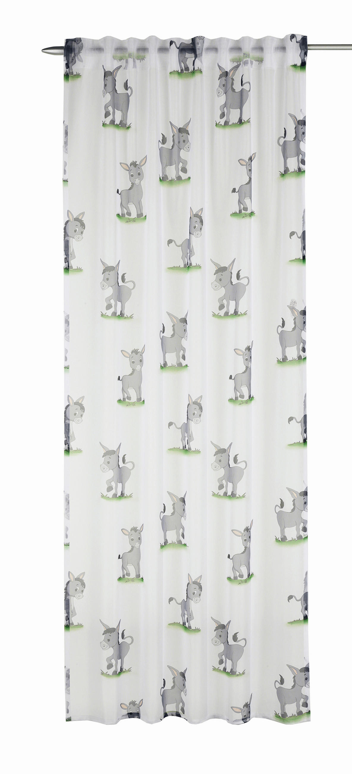DETSKÝ ZÁVES, priehľadné, 135/255 cm - sivá/zelená, Basics, textil (135/255cm) - Ben'n'jen