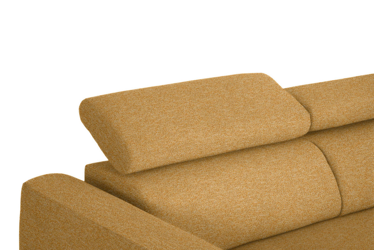 ECKSOFA in Chenille Currygelb  - Currygelb/Schwarz, Design, Textil/Metall (280/205cm) - MID.YOU