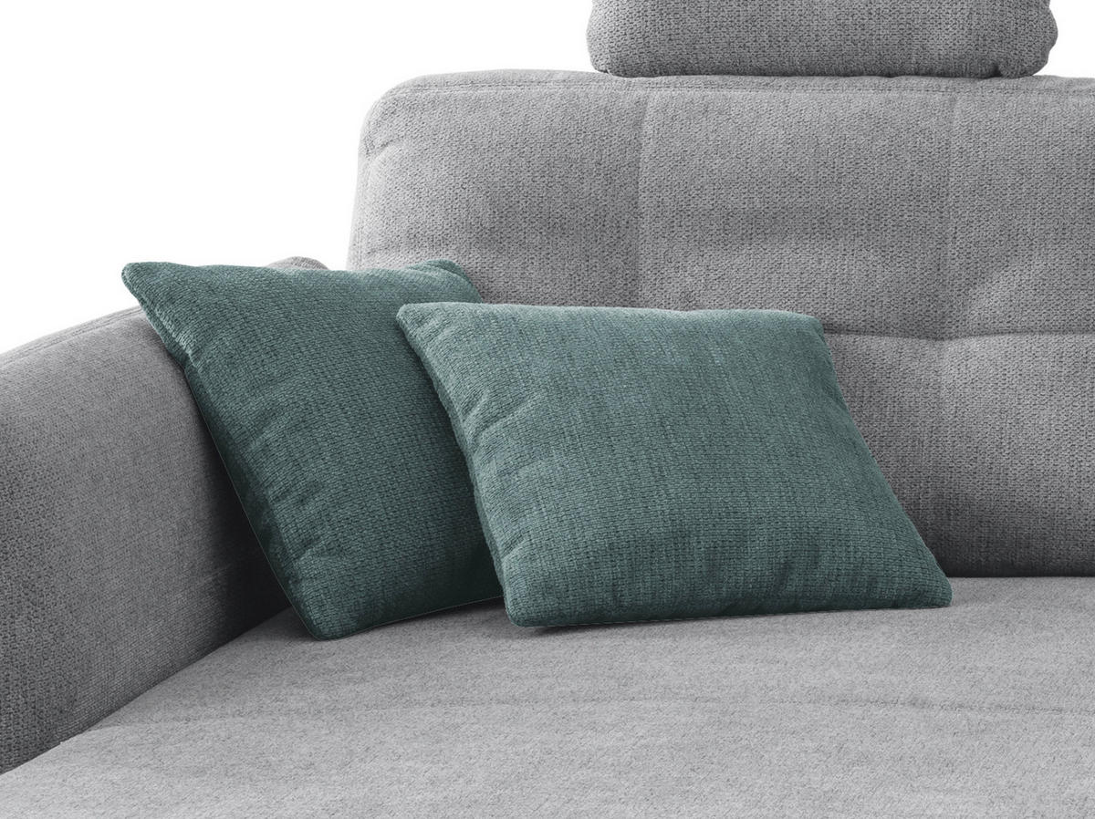 ECKSOFA in Chenille Silberfarben  - Mintgrau/Silberfarben, Modern, Holz/Textil (176/250-280cm) - Livetastic