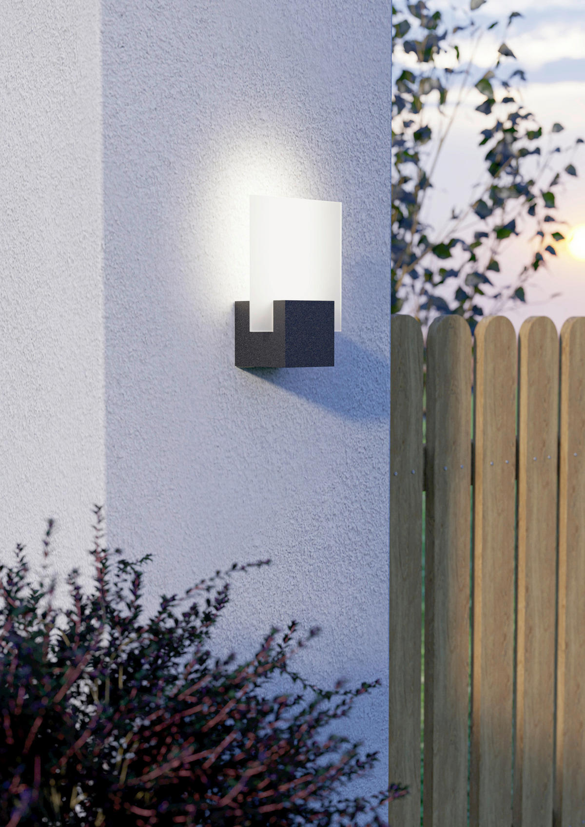 AUßENWANDLEUCHTE 20/8/28 cm   - Schwarz/Weiß, Design, Glas/Metall (20/8/28cm)