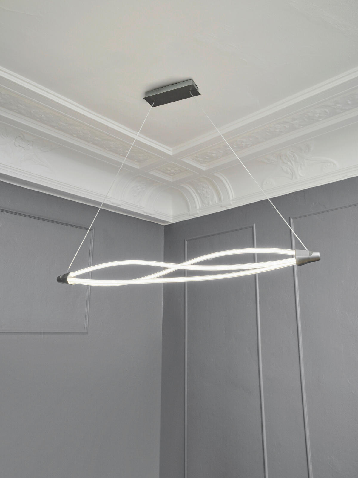 LED-HÄNGELEUCHTE 128.2/12.7/128.2 cm  - Dunkelgrau, Design, Kunststoff (128.2/12.7/128.2cm) - Osram