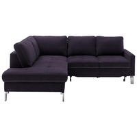 ECKSOFA Mikrofaser Schwarz  - Chromfarben/Beige, Design, Textil/Metall (200/229cm) - Pure Home Lifestyle