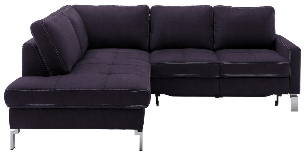 ECKSOFA Mikrofaser Schwarz  - Chromfarben/Beige, Design, Textil/Metall (200/229cm) - Pure Home Lifestyle