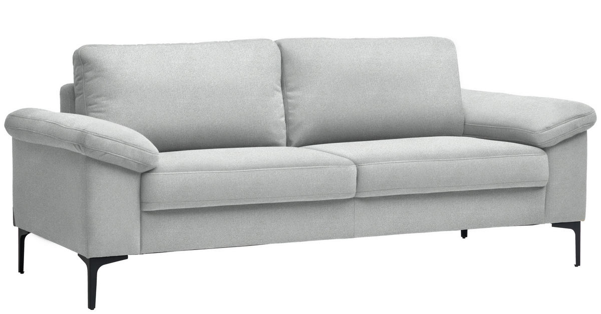 2,5-SITZER in Flachgewebe Silberfarben  - Silberfarben/Schwarz, Design, Textil/Metall (206/86/97cm) - Pure Home Lifestyle