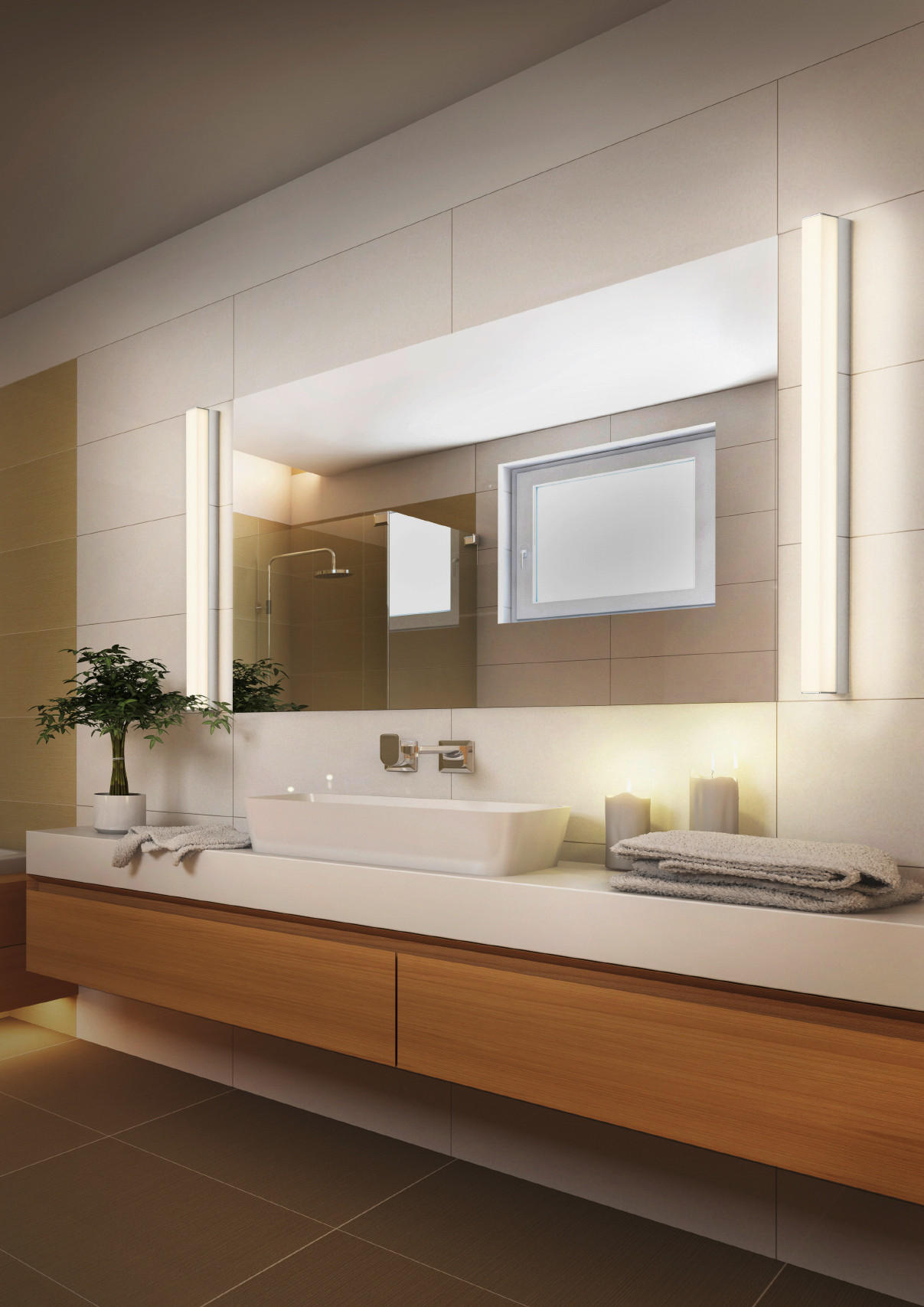 BADEZIMMER-WANDLEUCHTE - Chromfarben, Design, Metall (6/4/90cm) - Helestra
