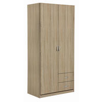 KLEIDERSCHRANK Sonoma Eiche  - Silberfarben/Sonoma Eiche, Design, Holzwerkstoff/Kunststoff (91/197/54cm) - Boxxx