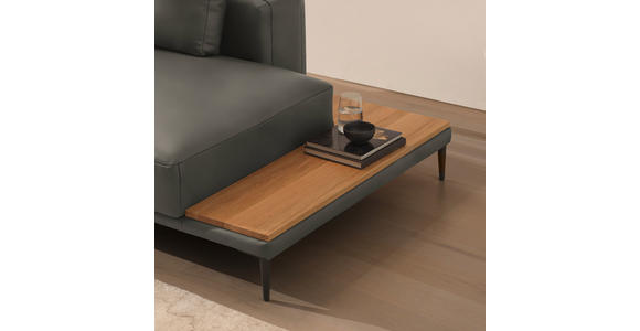 ECKSOFA  in Echtleder Grau  201/304 cm  - Schwarz/Grau, Design, Leder/Metall (201/304cm) - Belluti