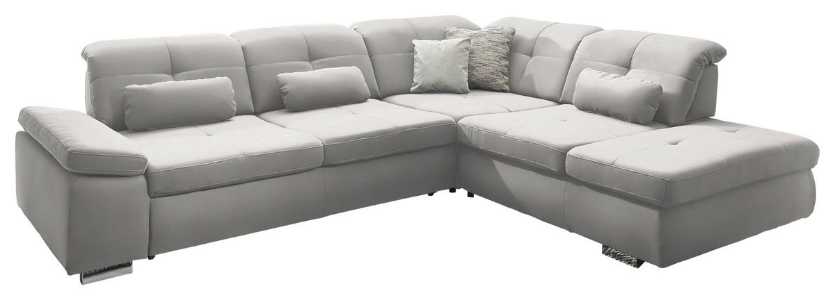 ECKSOFA  in Mikrofaser Creme  312/260 cm  - Chromfarben/Creme, Design, Textil/Metall (312/260cm) - Beldomo Style